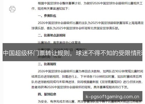中国超级杯门票转让规则，球迷不得不知的受限情形